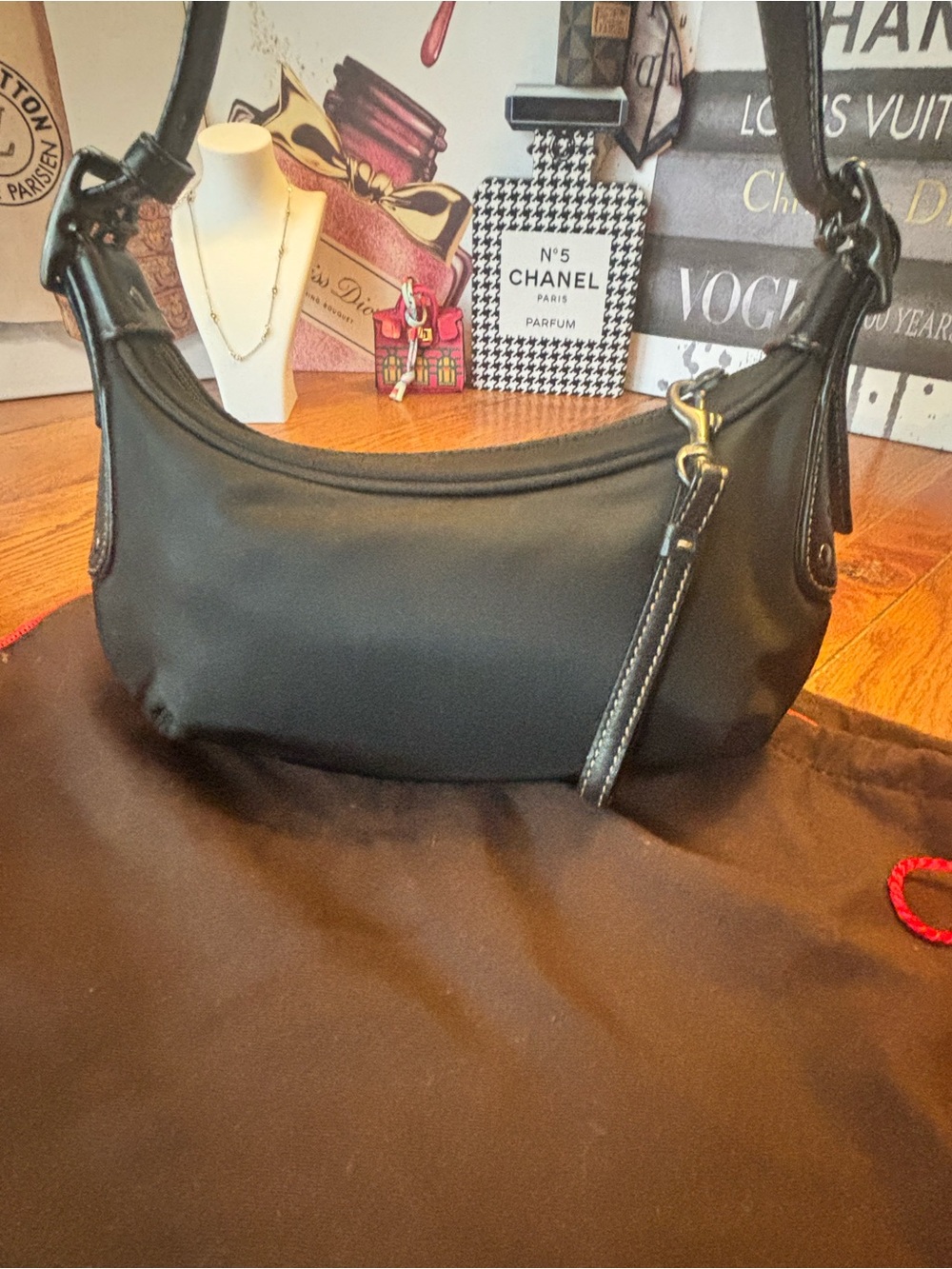 Coach 6671 Vintage Y2K Black Nylon Leather Hobo Shoulder Bag 2003
